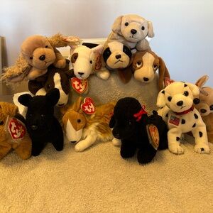 Ty Beanie Babies Dog Plush Set - Black, Brown, White